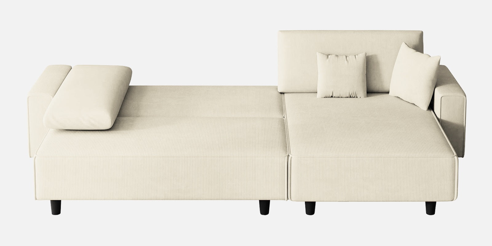 Peach Fabric LHS 6 Seater Sofa Cum Bed With Storage In Ivory Cream Colour - Febonic Living