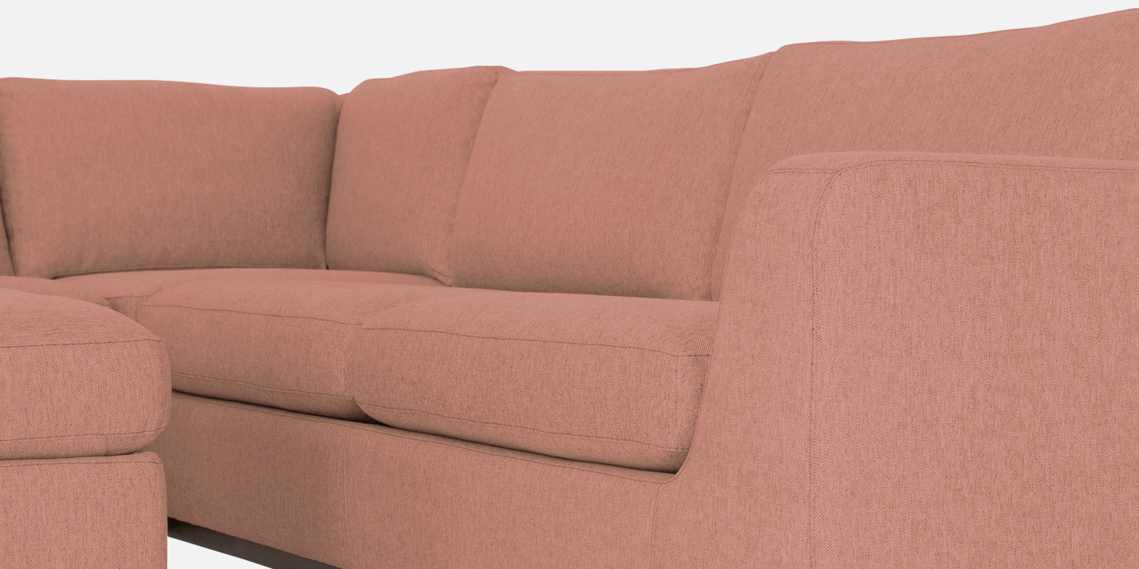 Freedom Velvet 6 Seater RHS Corner Sofa In Blush Pink Colour With Ottoman - Febonic Living