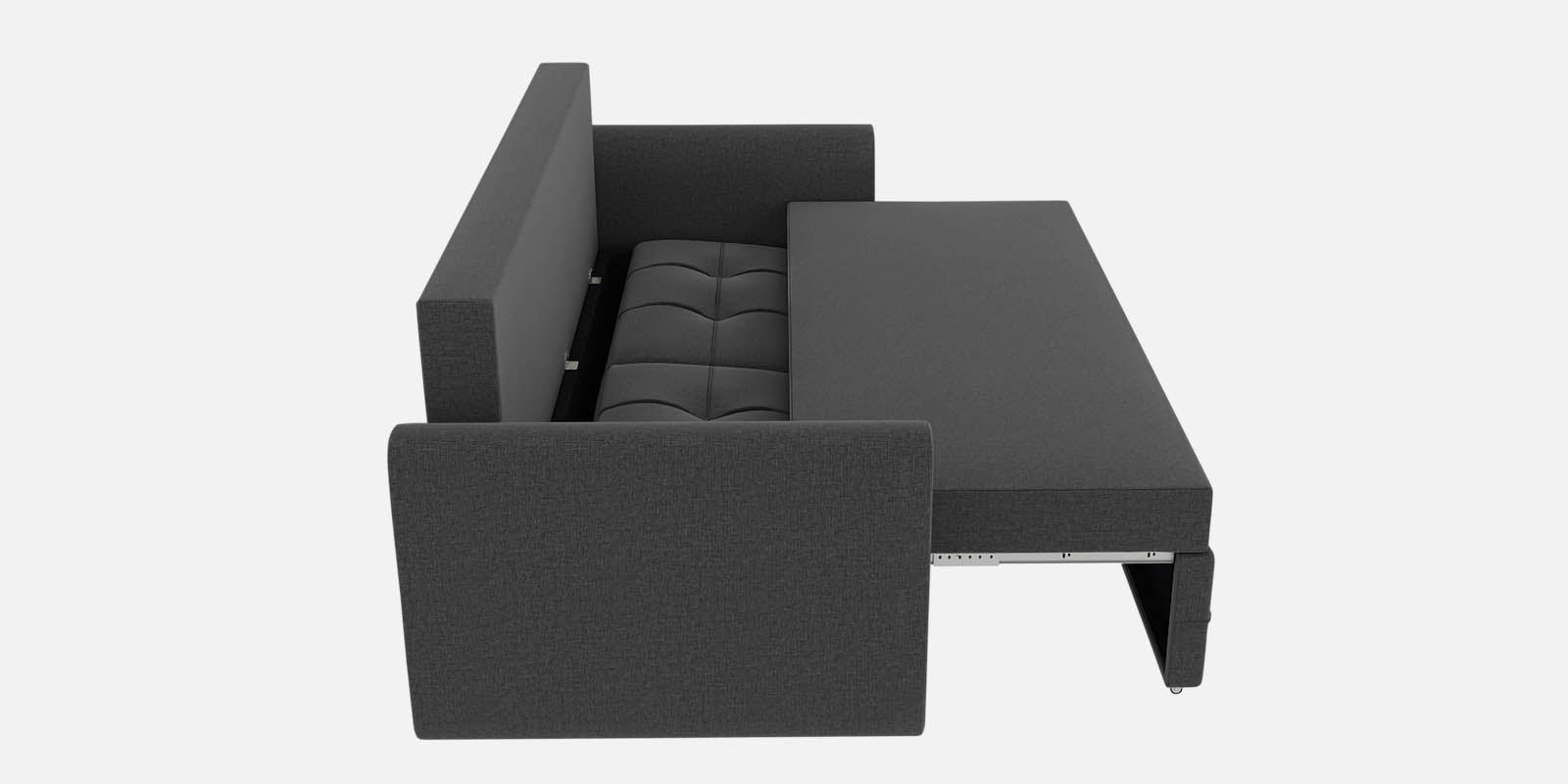 Ines Fabric 3 Seater Pull Out Sofa Cum Bed In Charcoal Grey Colour With Storage - Febonic Living