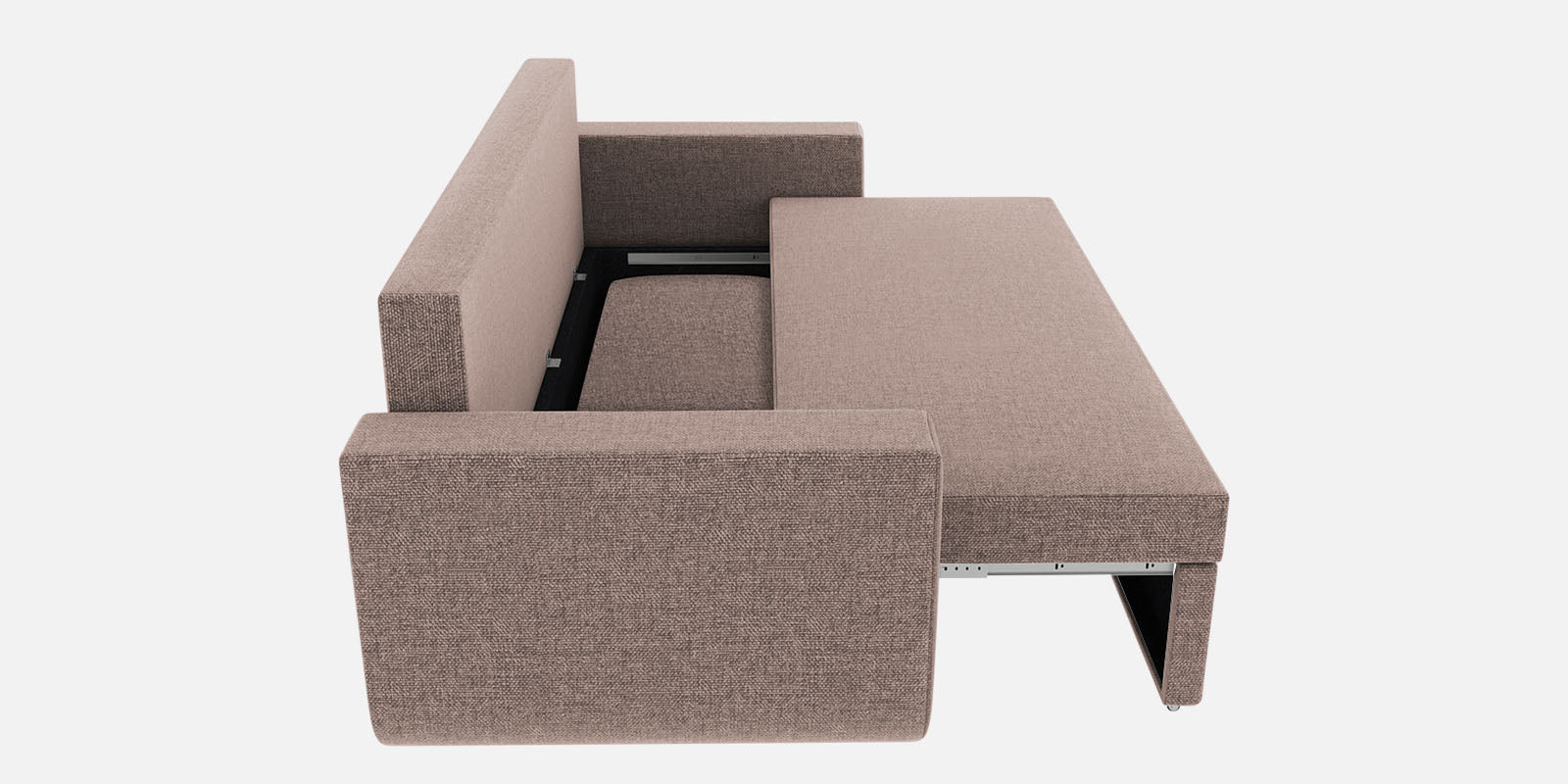 Grace Fabric 3 Seater Pull Out Sofa Cum Bed In Kadhi Beige Colour With Storage - Febonic Living