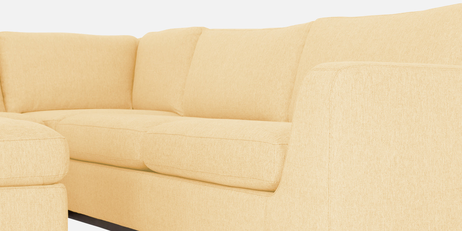 Freedom Velvet 6 Seater RHS Corner Sofa In Sandy Beige Colour With Ottoman - Febonic Living