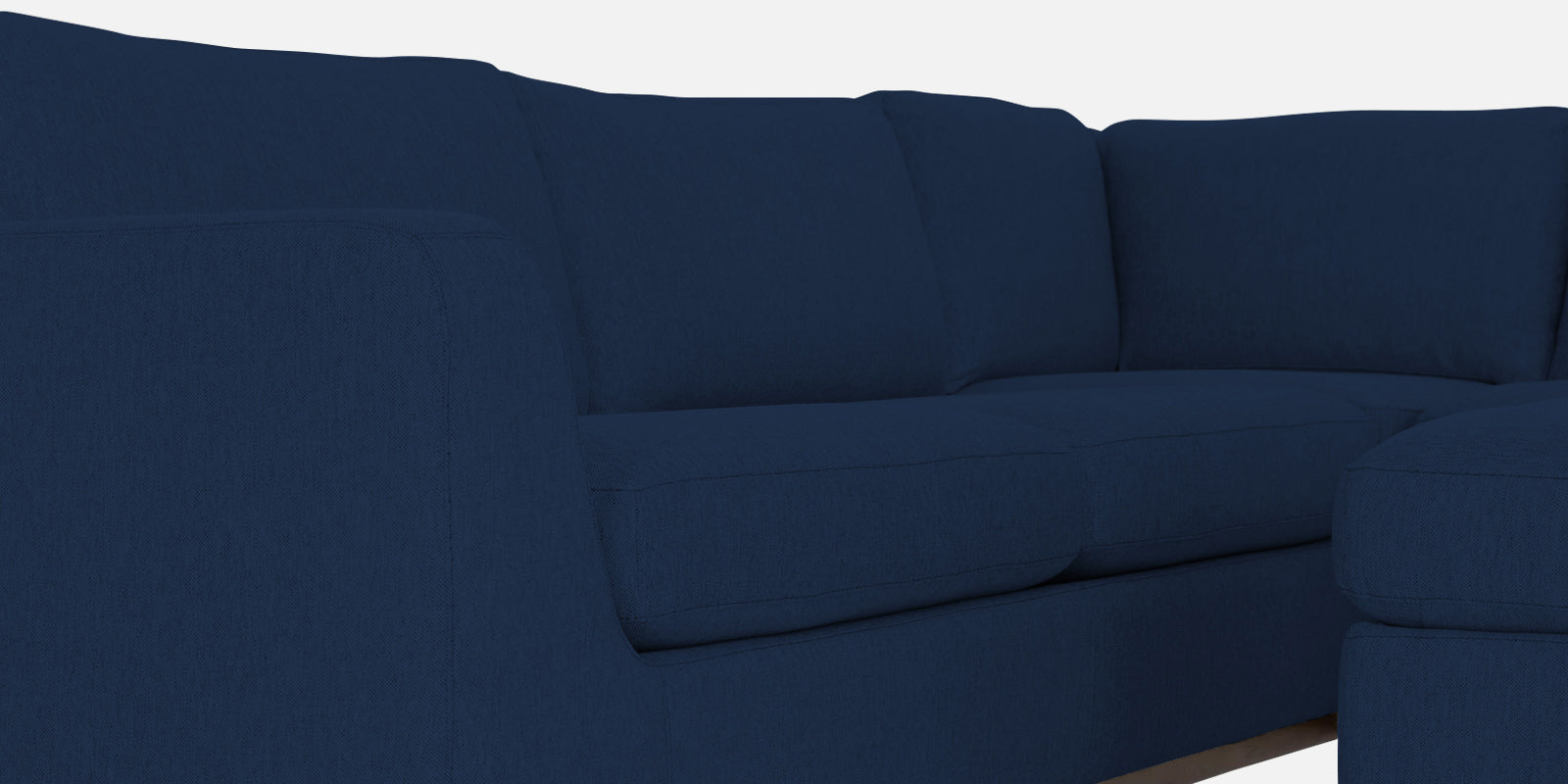Freedom Velvet 6 Seater LHS Corner Sofa In Imperial Blue Colour With Ottoman - Febonic Living