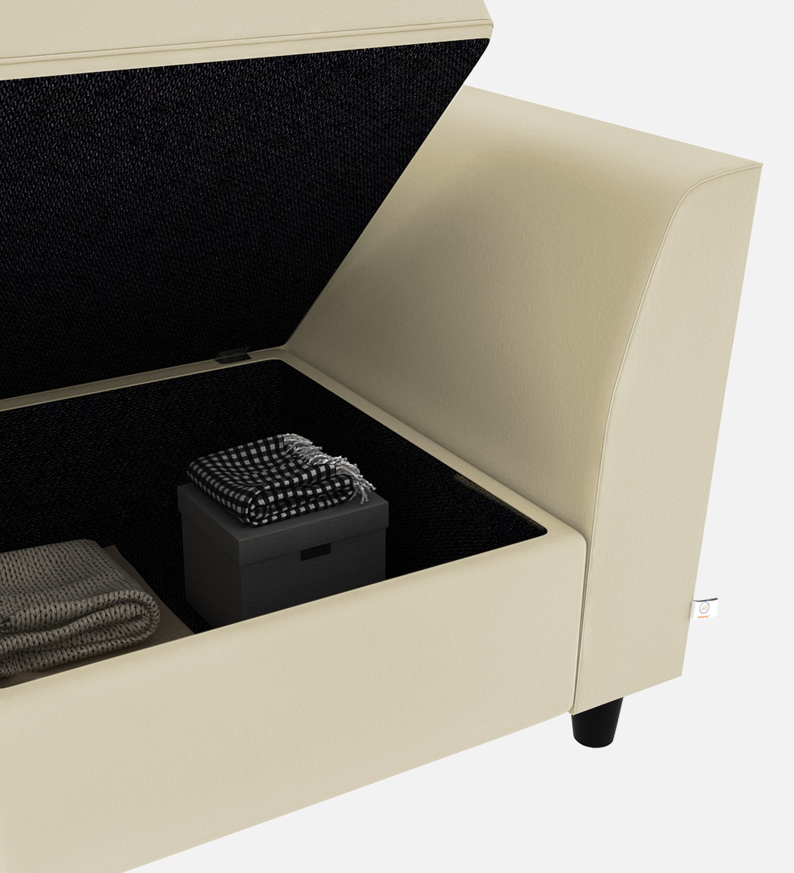 Bristo Velvet 1 Seater Sofa In Warm White Colour With Storage - Febonic Living