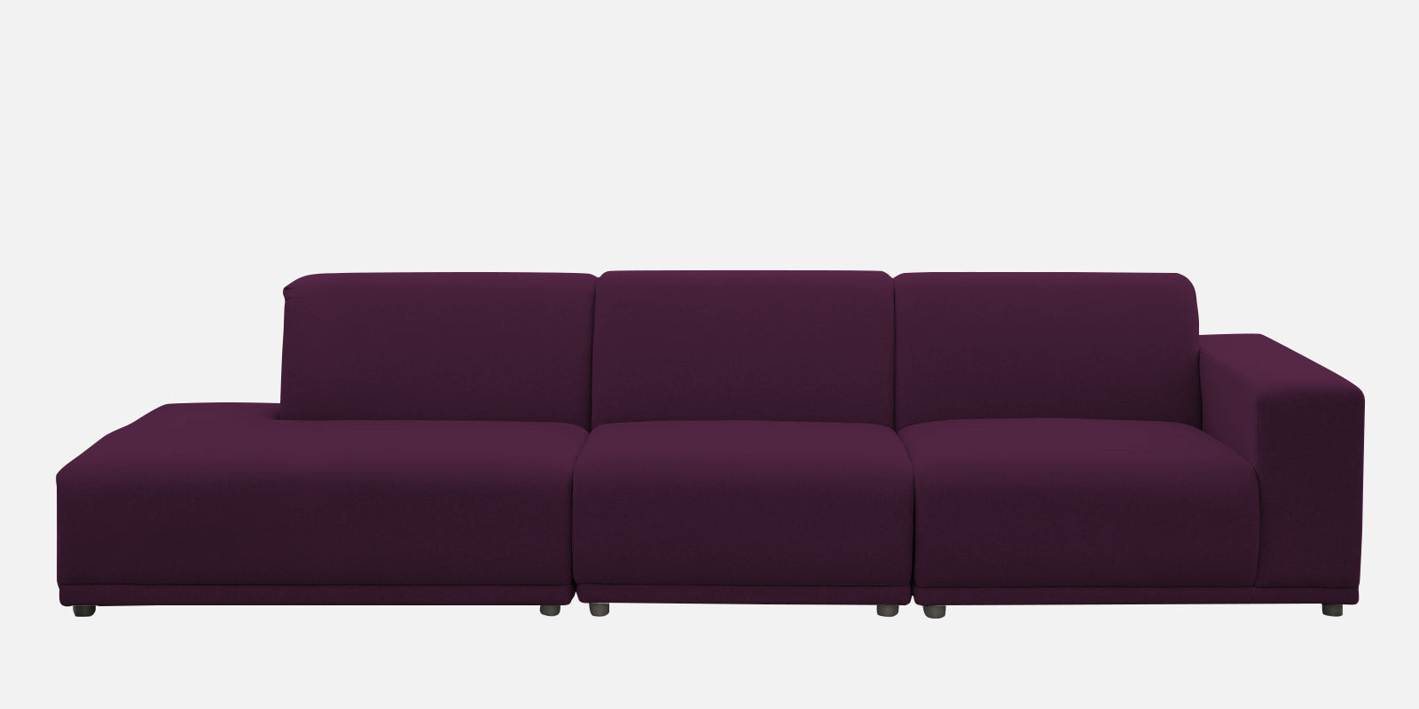 Adam Fabric LHS Sectional Sofa (3+Ottoman Lounger) In Greek Purple Colour - Febonic Living