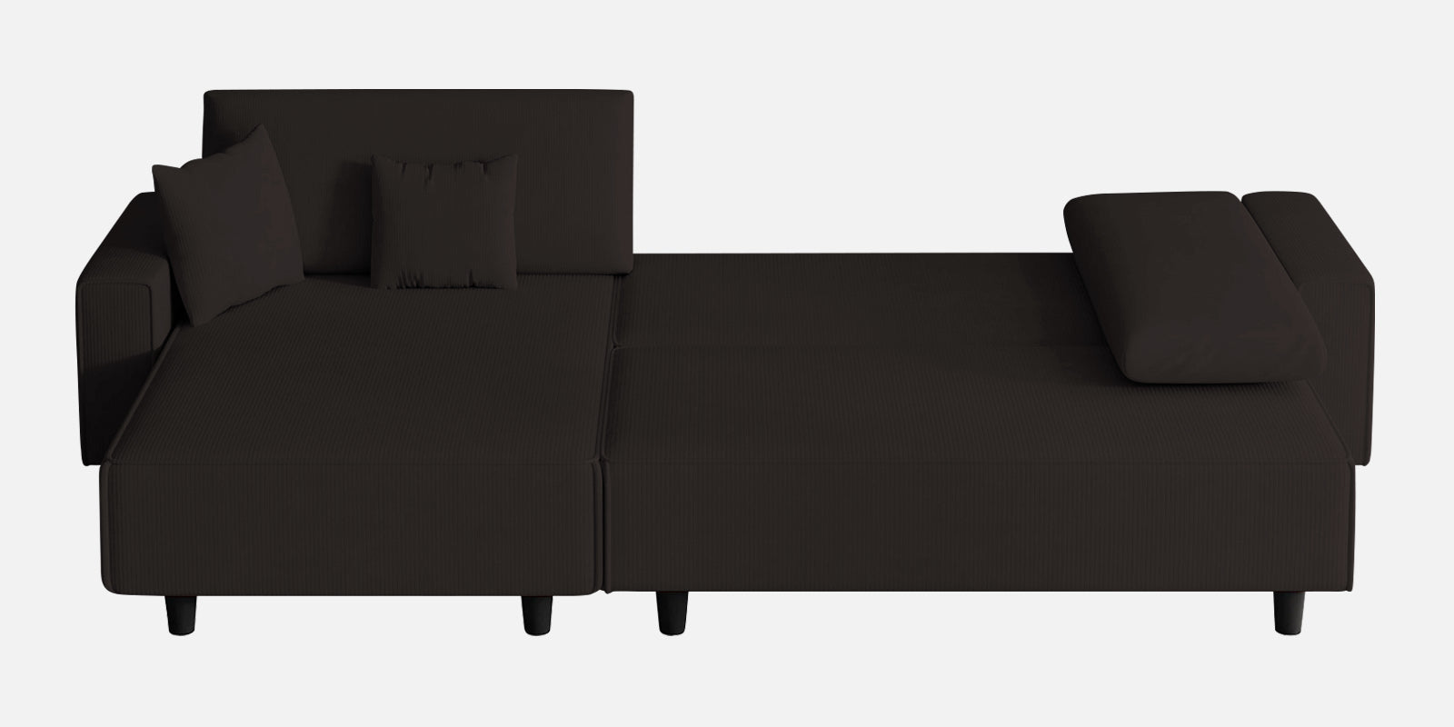 Peach Fabric RHS 6 Seater Sofa Cum Bed With Storage In Cara Brown Colour - Febonic Living