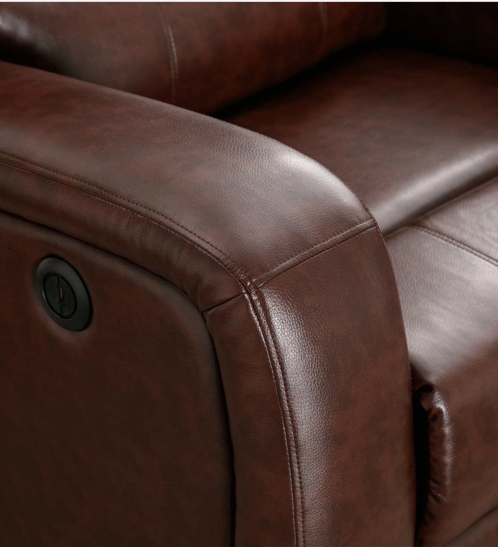 Mason Leatherette 1 Seater Motorized Recliner In Dark Brown Faux Leather Finish - Febonic Living