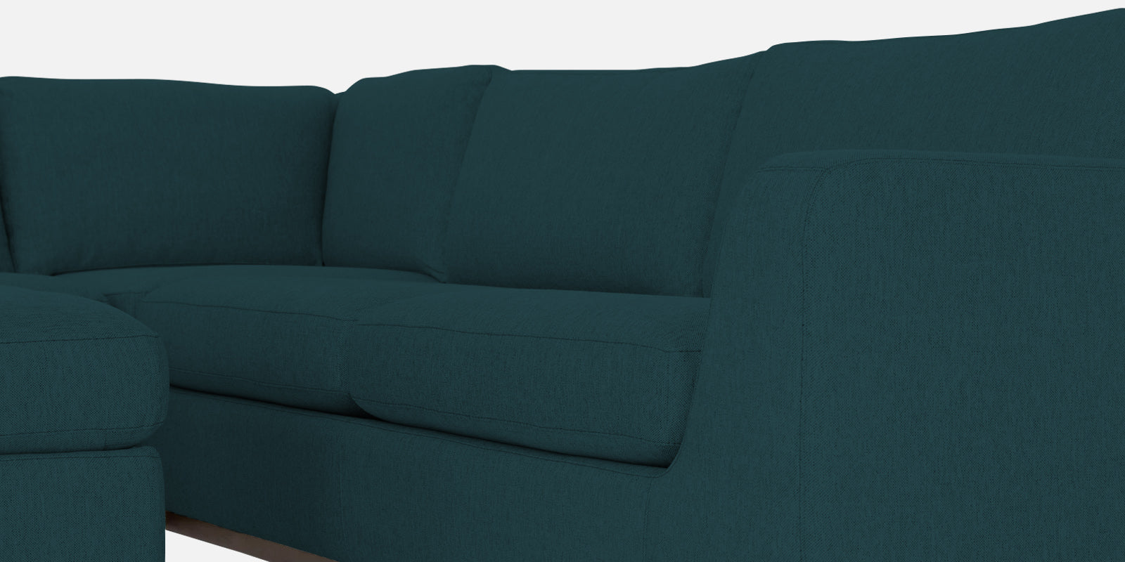 Freedom Velvet 6 Seater RHS Corner Sofa In Arabian Green Colour With Ottoman - Febonic Living