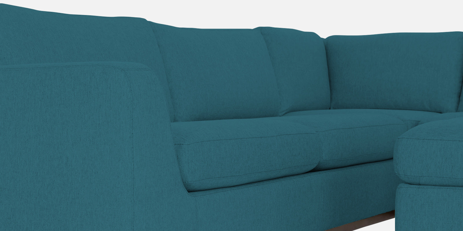 Freedom Velvet 6 Seater LHS Corner Sofa In Aqua Blue Colour With Ottoman - Febonic Living