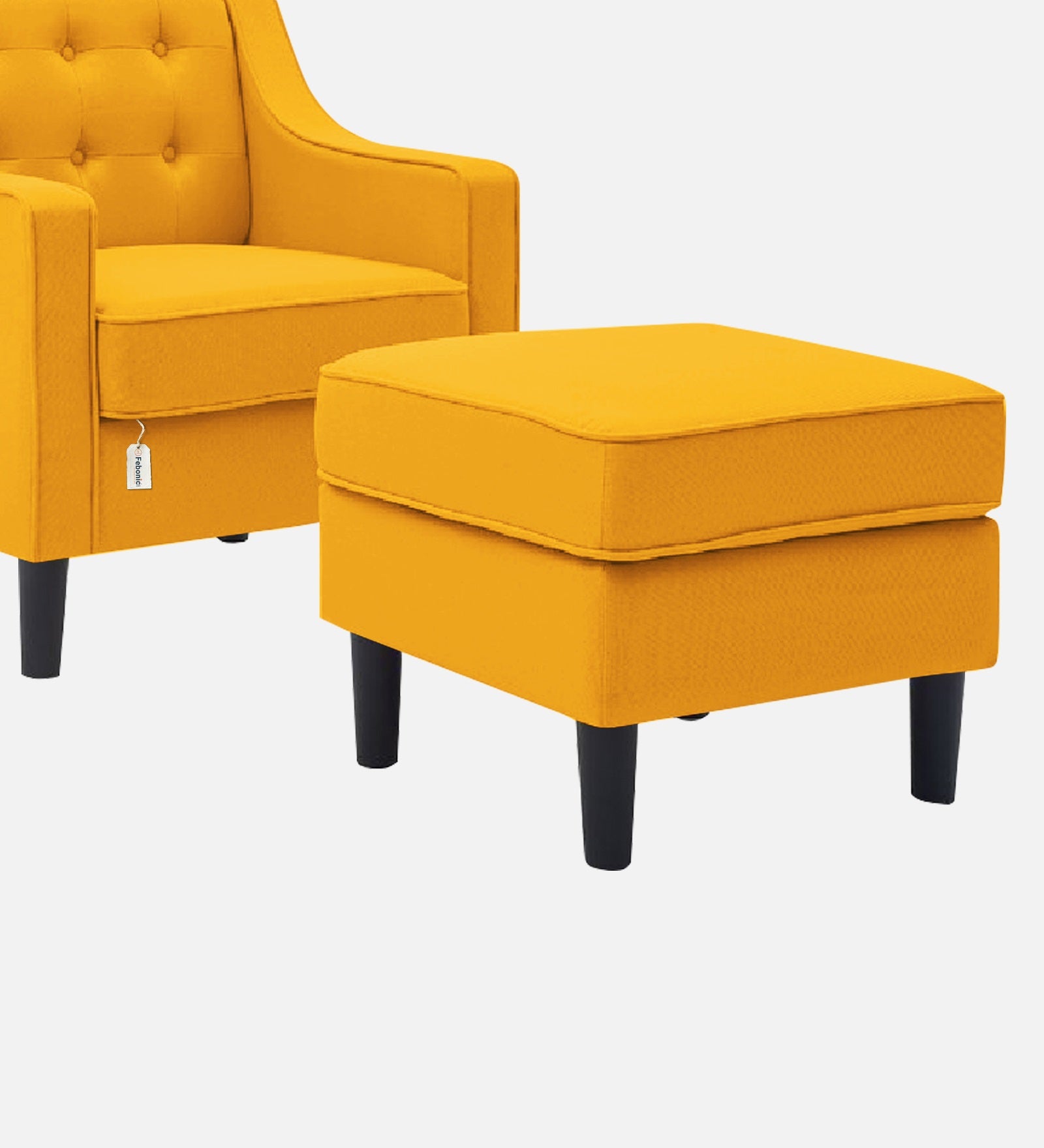 Sona Fabric Barrel Chair + Ottoman in Bold Yellow Colour