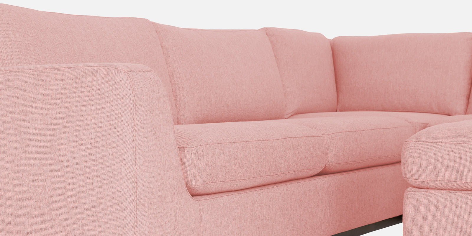 Freedom Velvet 6 Seater LHS Corner Sofa In Millennial Pink Colour With Ottoman - Febonic Living