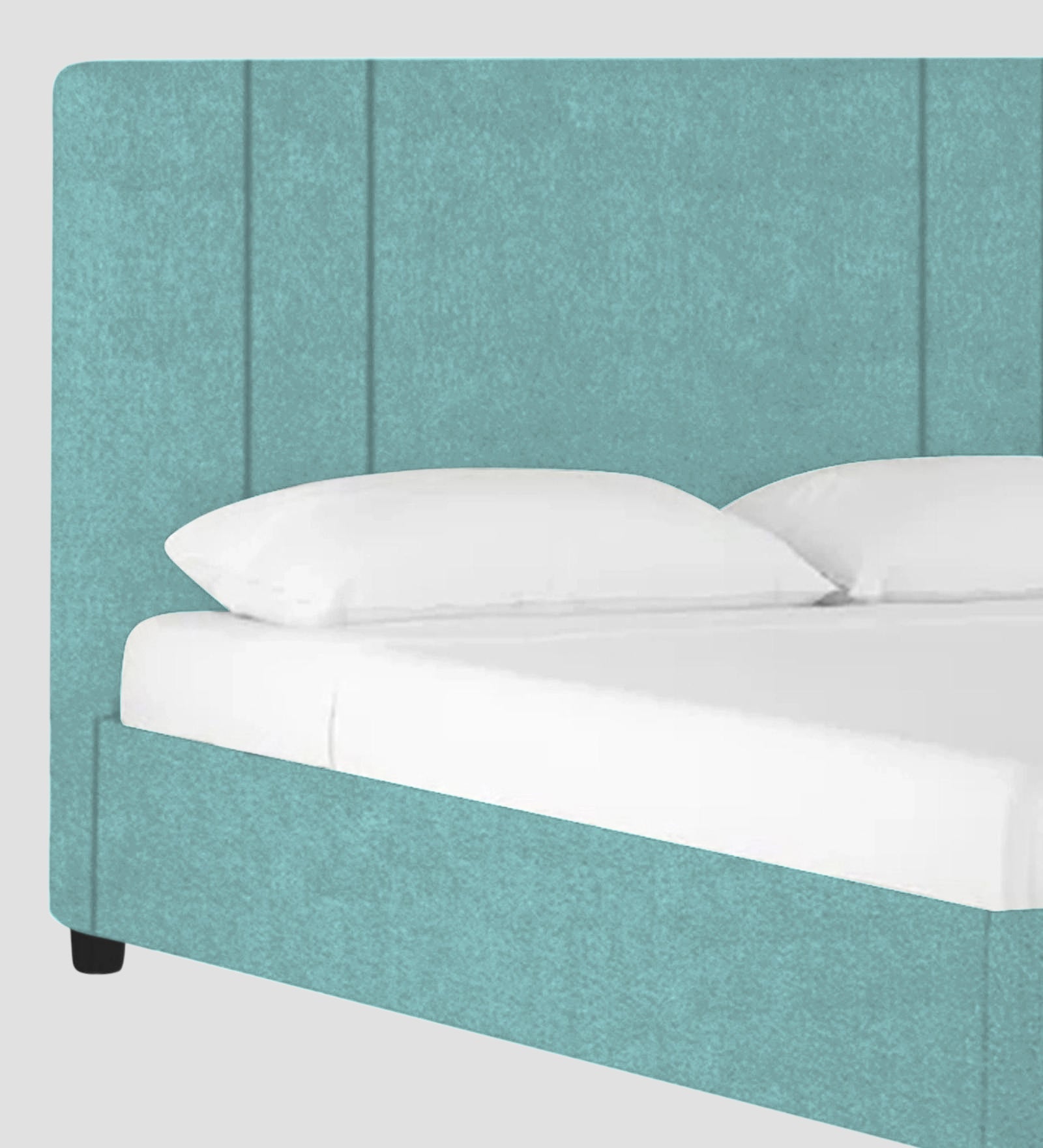 Asyra Velvet Queen Size Bed in Barmunda Aqua Colour With Box Storage - Febonic Living