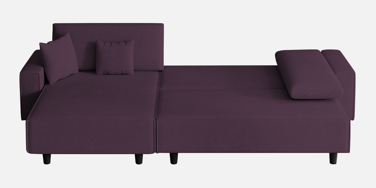 Peach Fabric RHS 6 Seater Sofa Cum Bed With Storage In Greek Purple Colour - Febonic Living
