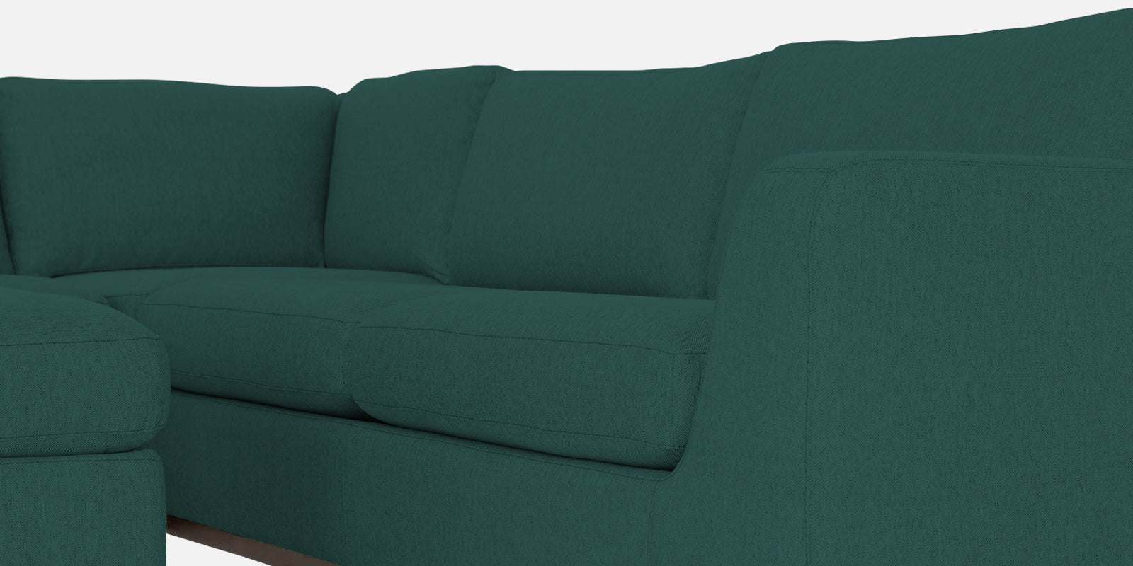 Freedom Velvet 6 Seater RHS Corner Sofa In Pine Green Colour With Ottoman - Febonic Living