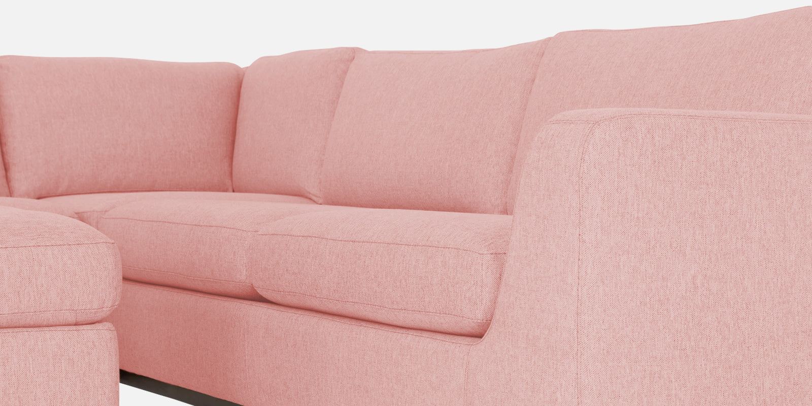 Freedom Velvet 6 Seater RHS Corner Sofa In Millennial Pink Colour With Ottoman - Febonic Living