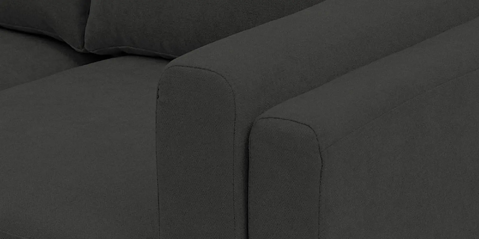 Creata Fabric LHS Sectional Sofa (3+Lounger) In Charcoal Grey Colour Febonic Living