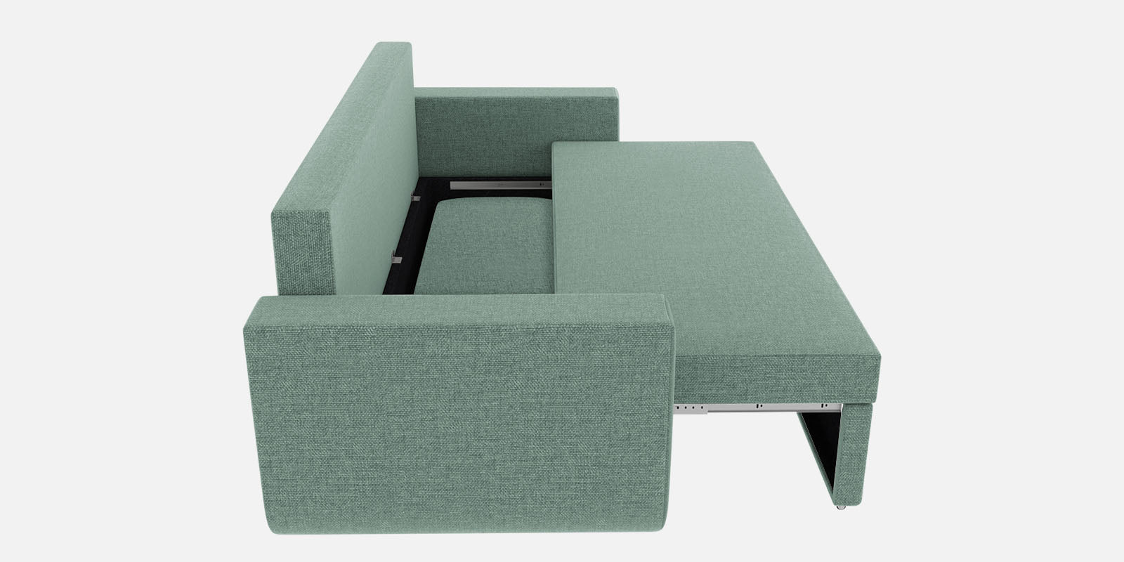 Grace Fabric 3 Seater Pull Out Sofa Cum Bed In Suka Blue Colour With Storage - Febonic Living