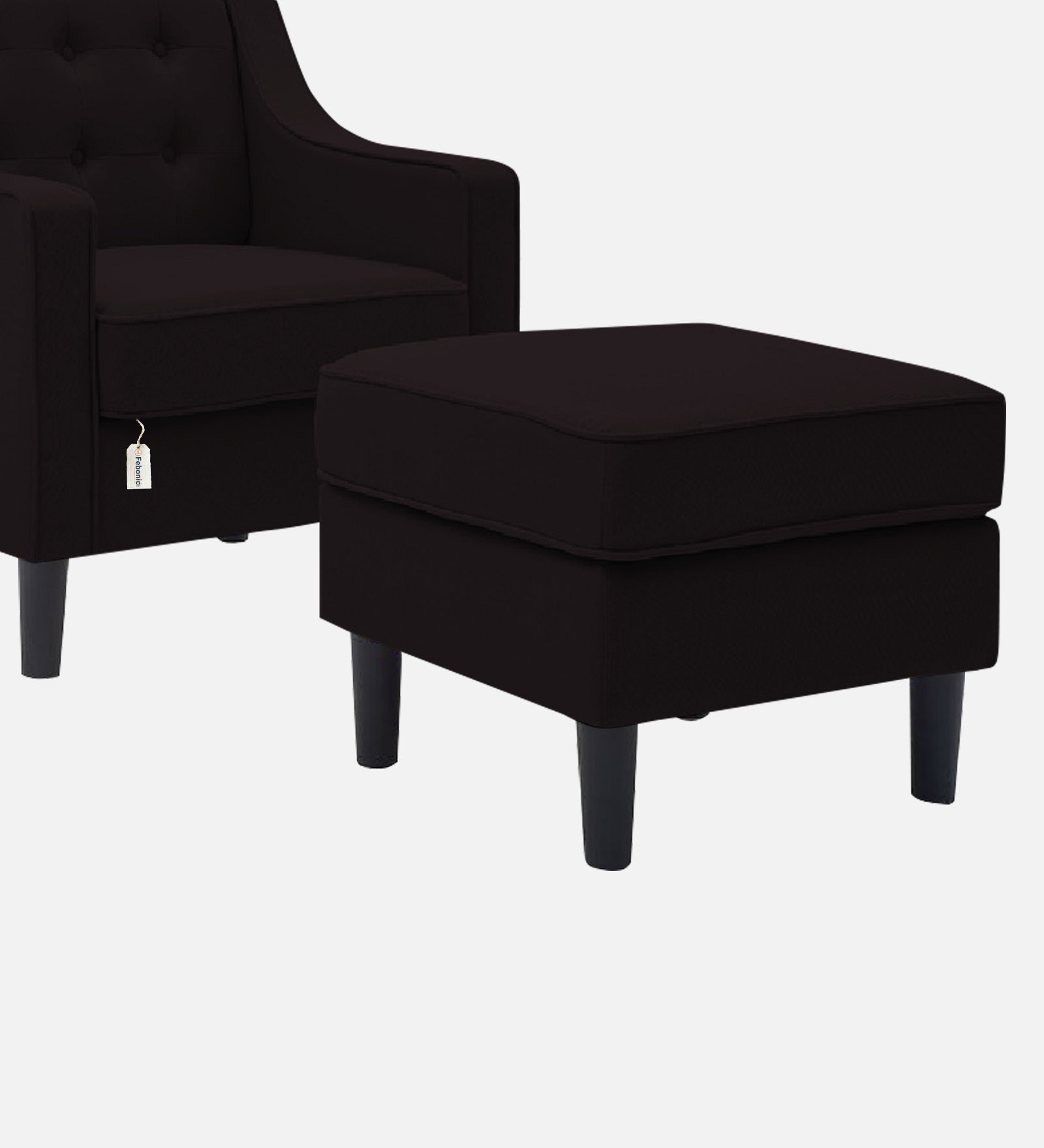 Sona Fabric Barrel Chair + Ottoman in Cara Brown Colour
