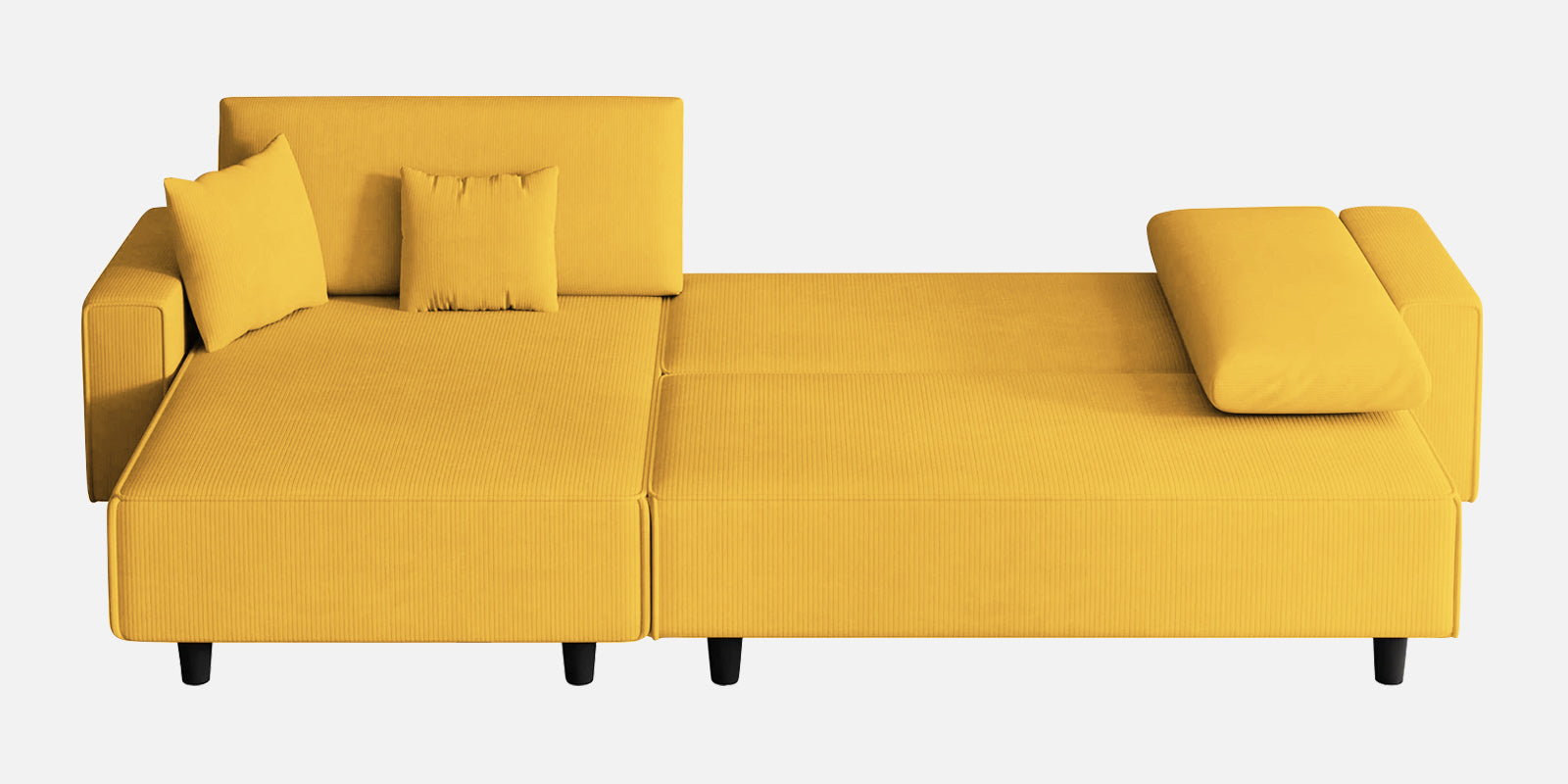 Peach Fabric RHS 6 Seater Sofa Cum Bed With Storage In Bold Yellow Colour - Febonic Living