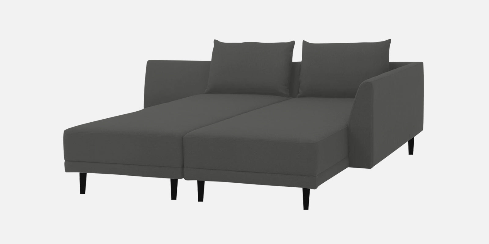 Ira Fabric LHS 6 Seater Convertible Sofa Cum Bed In Charcoal Grey Colour - Febonic Living