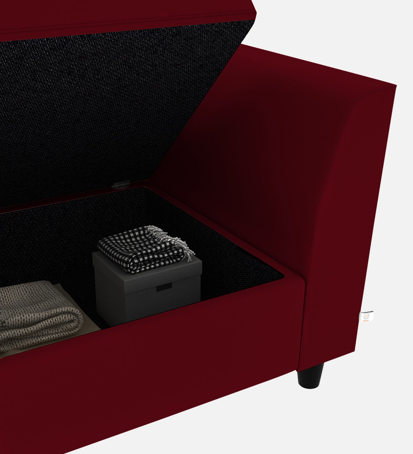 Bristo Velvet 1 Seater Sofa In Cherry red Colour With Storage - Febonic Living