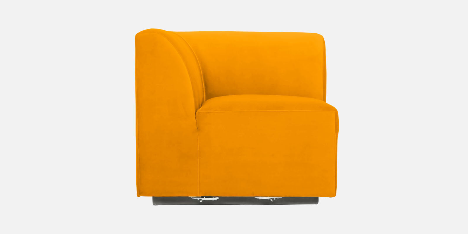 Bufa Velvet LHS Sectional Sofa In Saffron Yellow Colour With Ottoman - Febonic Living