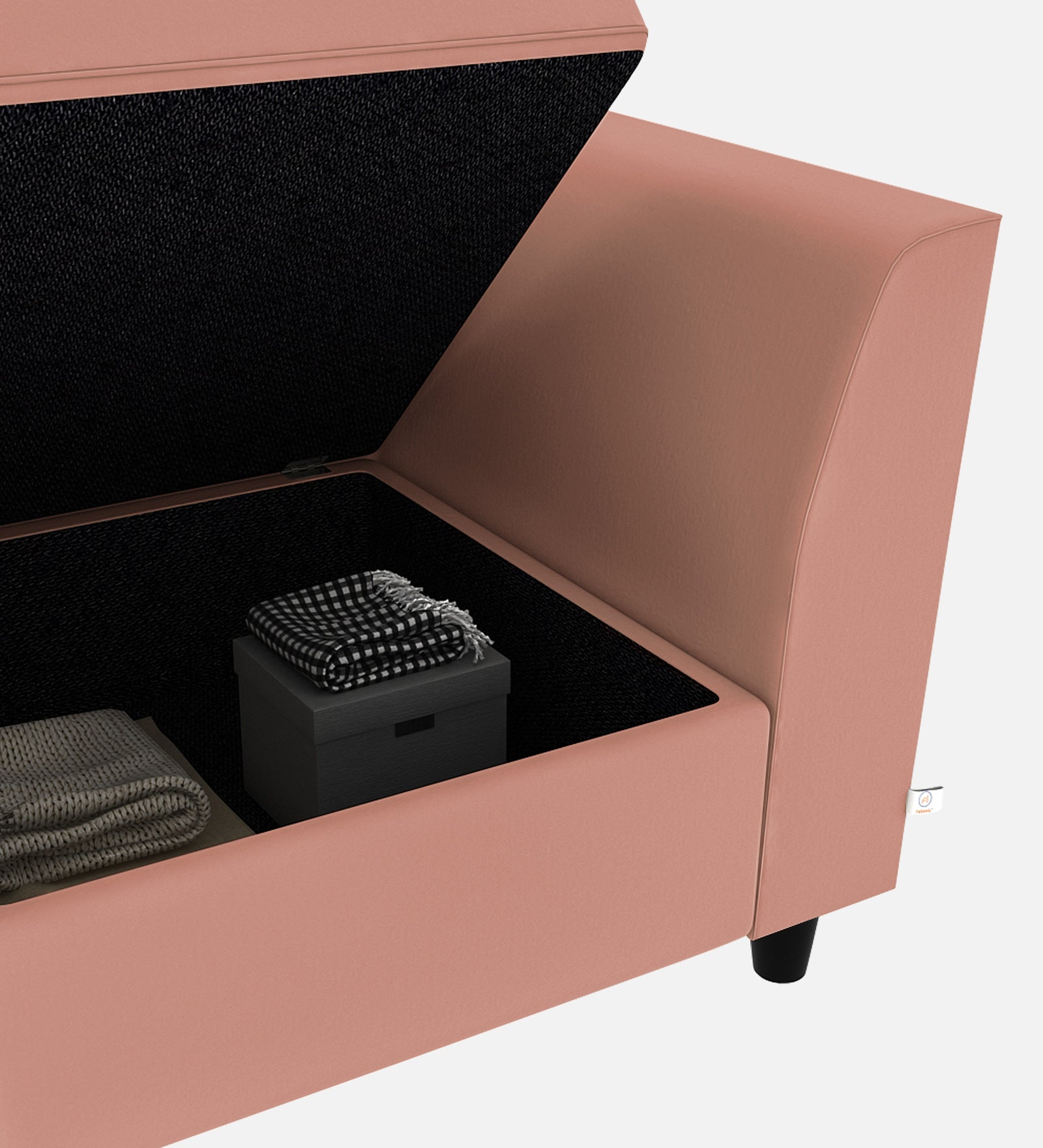 Bristo Velvet 1 Seater Sofa In Blush Pink Colour With Storage - Febonic Living