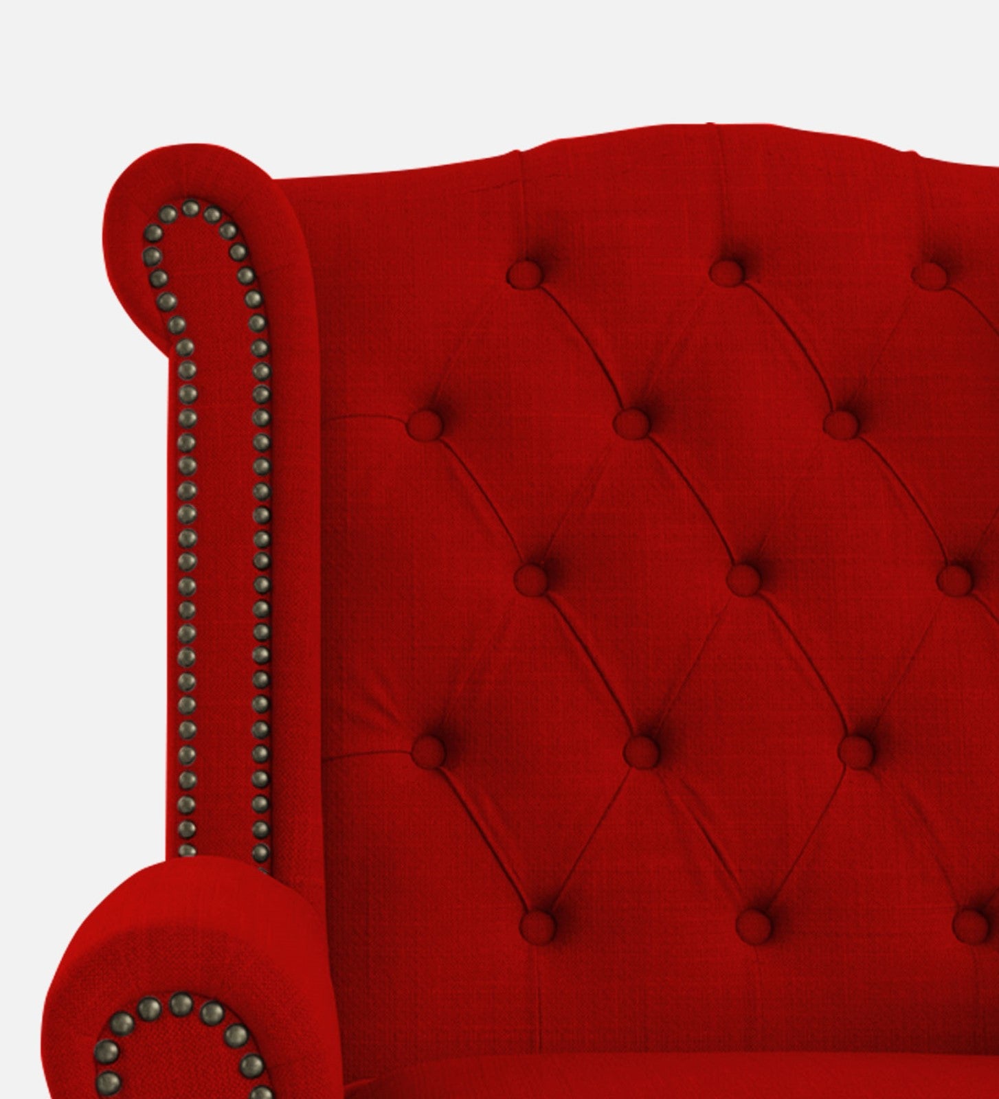 Nottage Fabric Wing Chair In Ruby Red Colour - Febonic Living