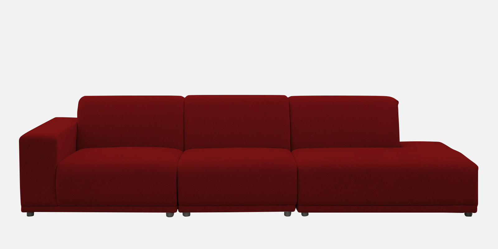 Adam Fabric RHS Sectional Sofa (3+Ottoman Lounger) In Blood Maroon Colour - Febonic Living