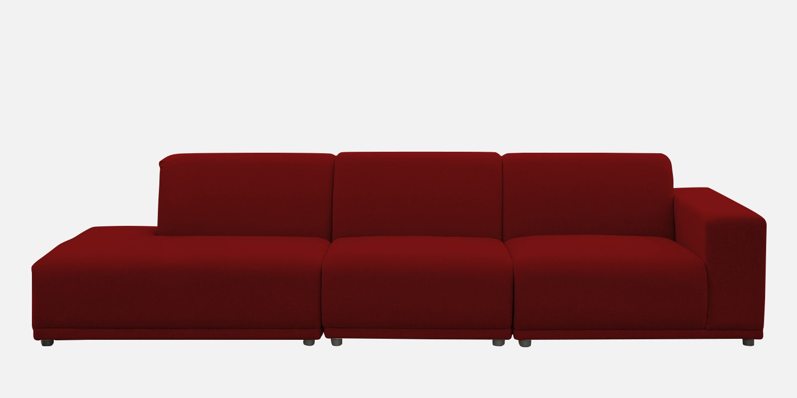 Adam Fabric LHS Sectional Sofa (3+Ottoman Lounger) In Blood Maroon Colour - Febonic Living