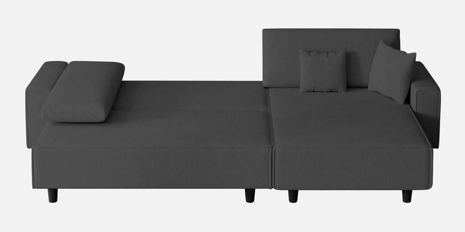 Peach Fabric LHS 6 Seater Sofa Cum Bed With Storage In Charcoal Grey Colour - Febonic Living