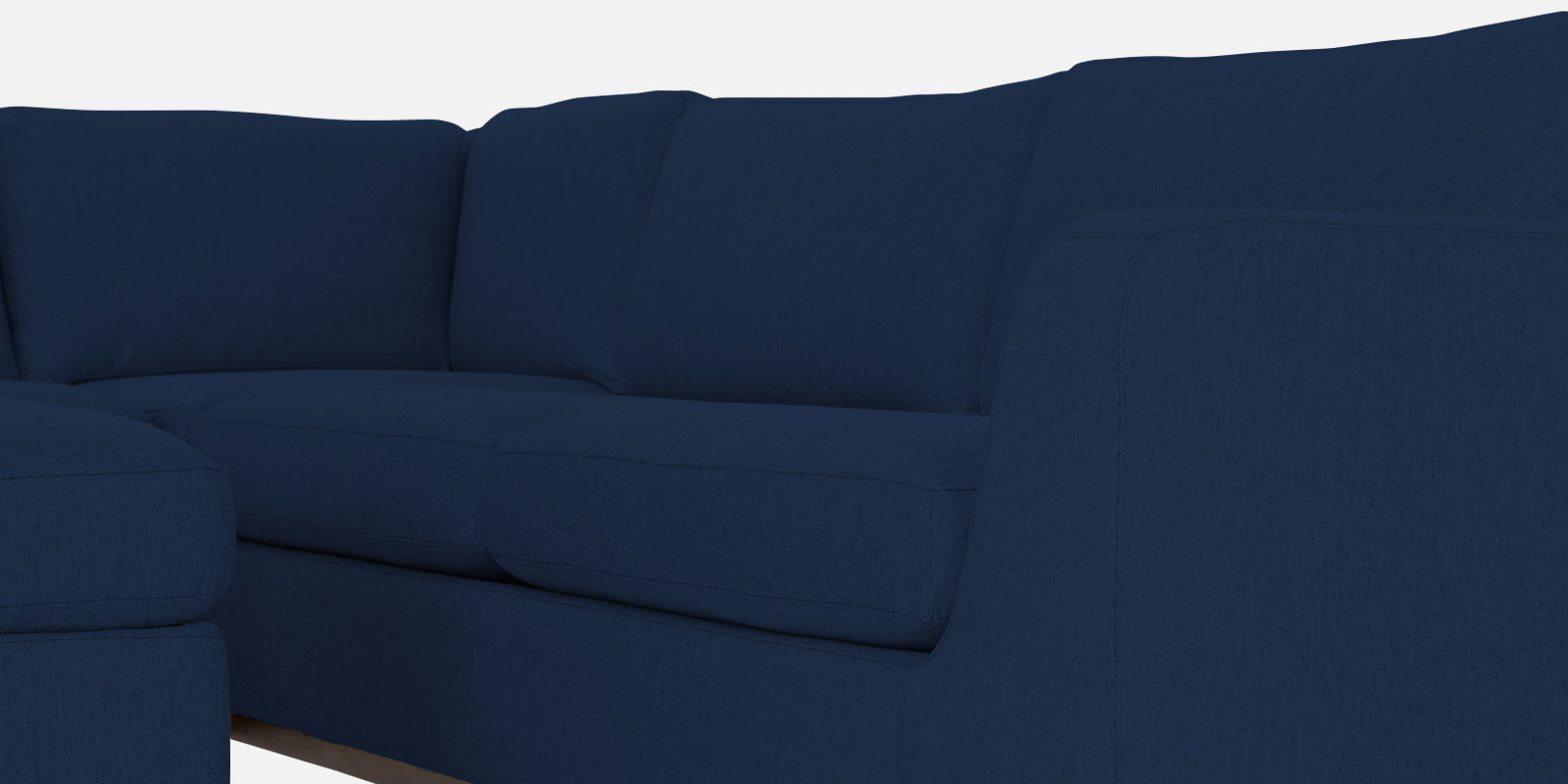 Freedom Velvet 6 Seater RHS Corner Sofa In Imperial Blue Colour With Ottoman - Febonic Living