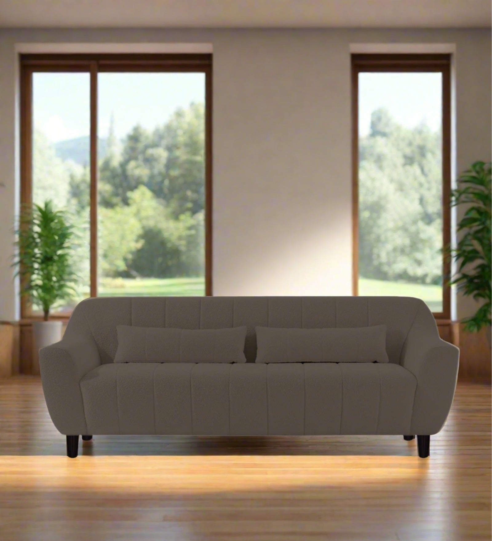 Nesco Boucle Fabric 3 Seater Sofa in Niya Beige Colour