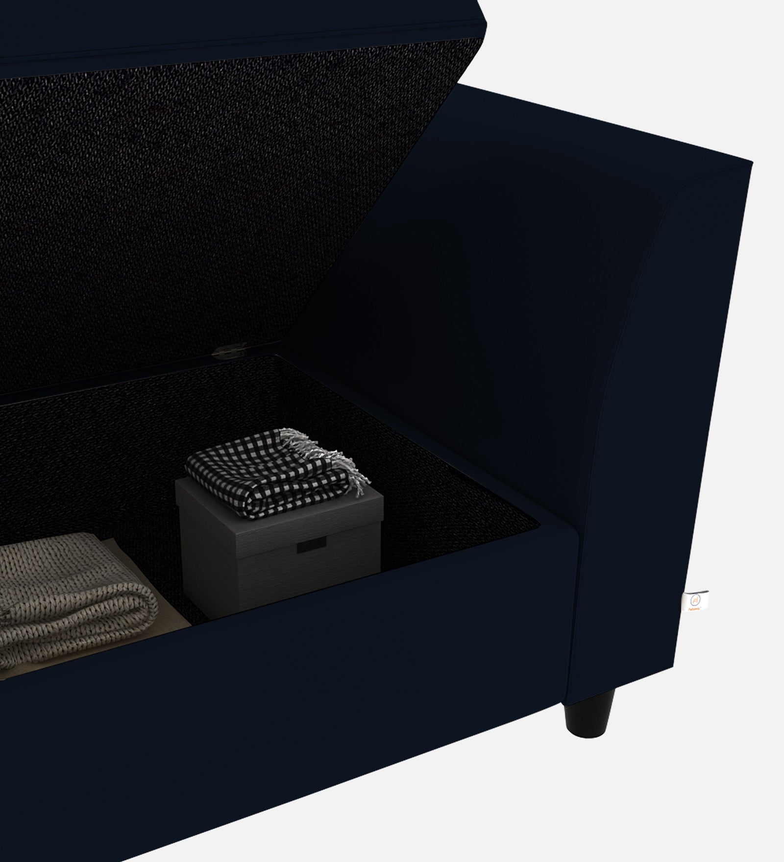 Bristo Velvet 1 Seater Sofa In Dark Blue Colour With Storage - Febonic Living