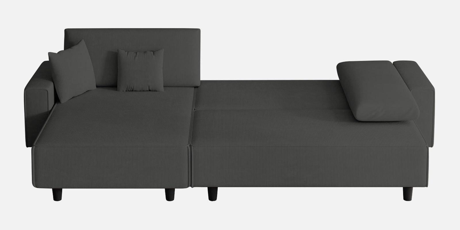 Peach Fabric RHS 6 Seater Sofa Cum Bed With Storage In Charcoal Grey Colour - Febonic Living