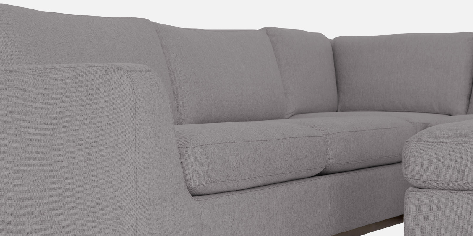 Freedom Velvet 6 Seater LHS Corner Sofa In Concrete Grey Colour With Ottoman - Febonic Living