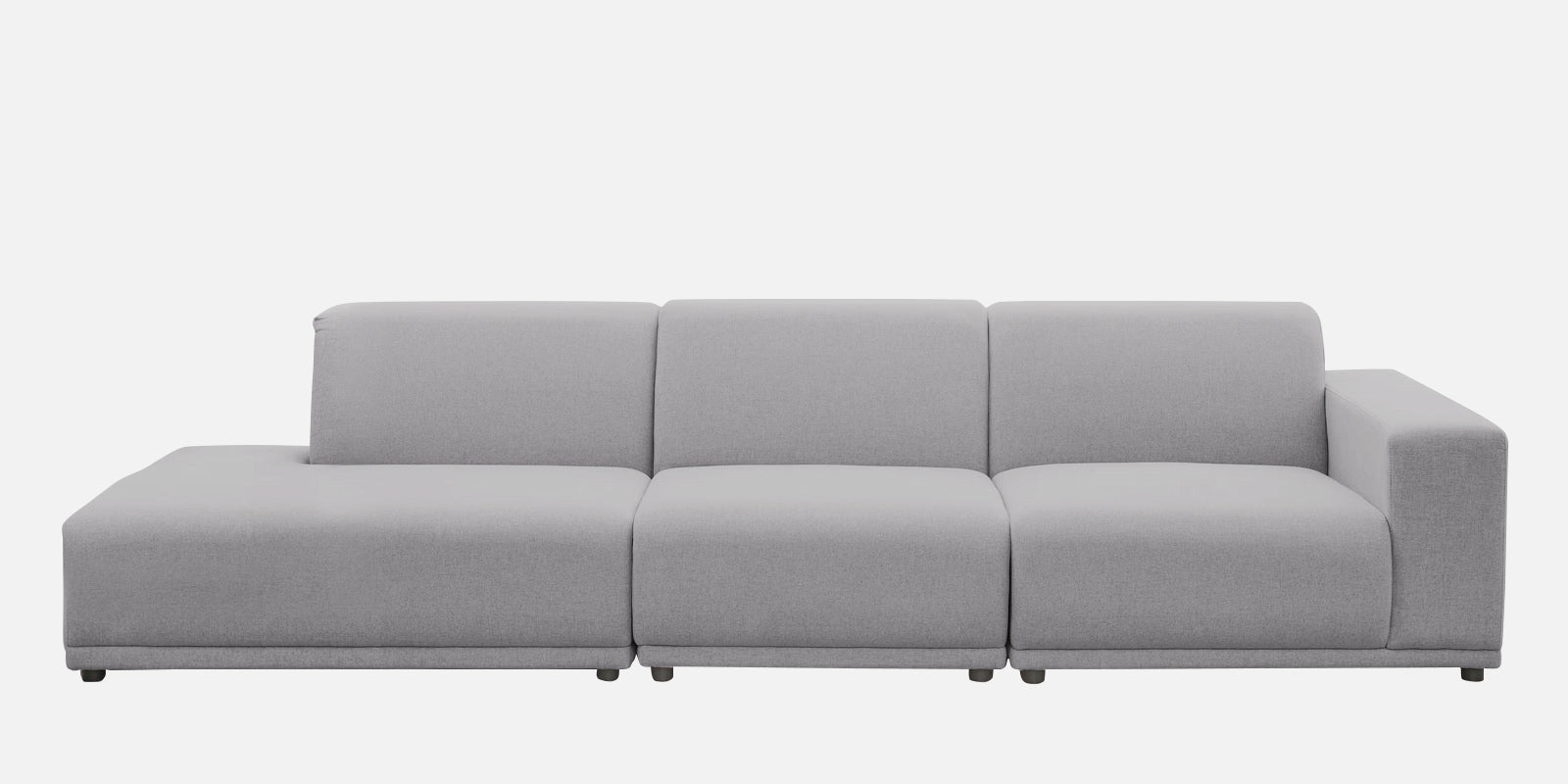 Adam Fabric LHS Sectional Sofa (3+Ottoman Lounger) In Lit Grey Colour - Febonic Living