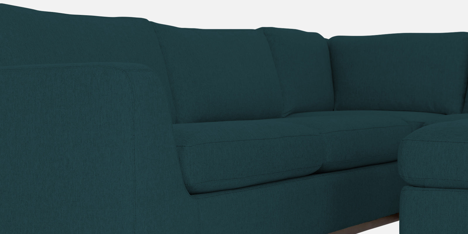 Freedom Velvet 6 Seater LHS Corner Sofa In Arabian Green Colour With Ottoman - Febonic Living