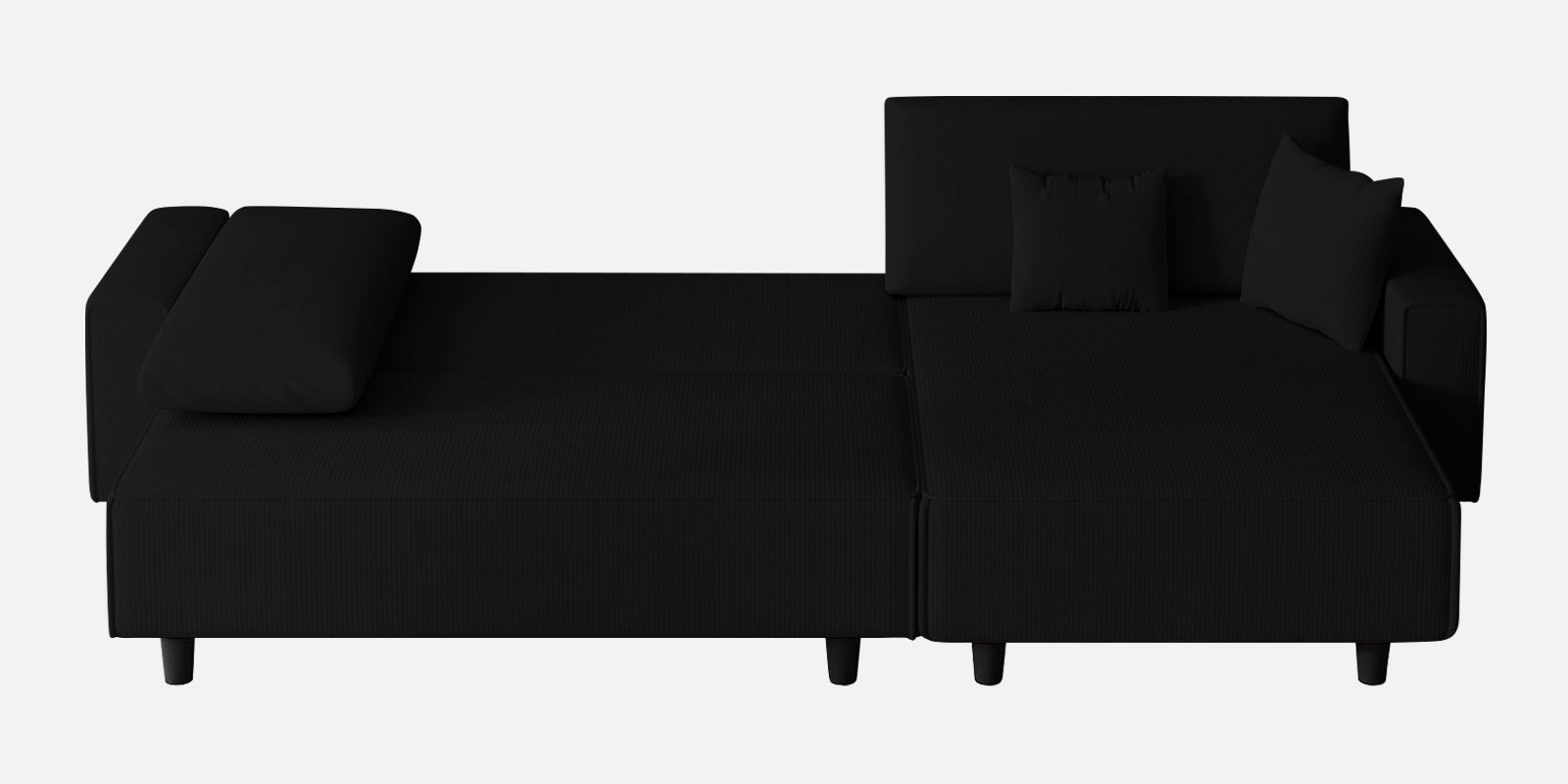 Peach Fabric LHS 6 Seater Sofa Cum Bed With Storage In Zed Black Colour - Febonic Living