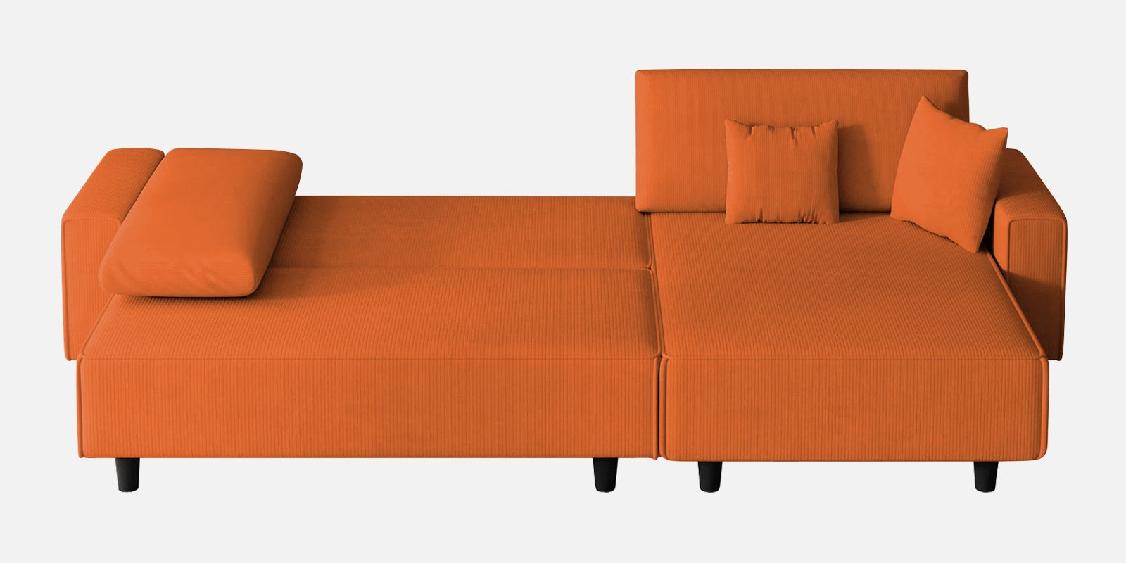 Peach Fabric LHS 6 Seater Sofa Cum Bed With Storage In Vivid Orange Colour - Febonic Living