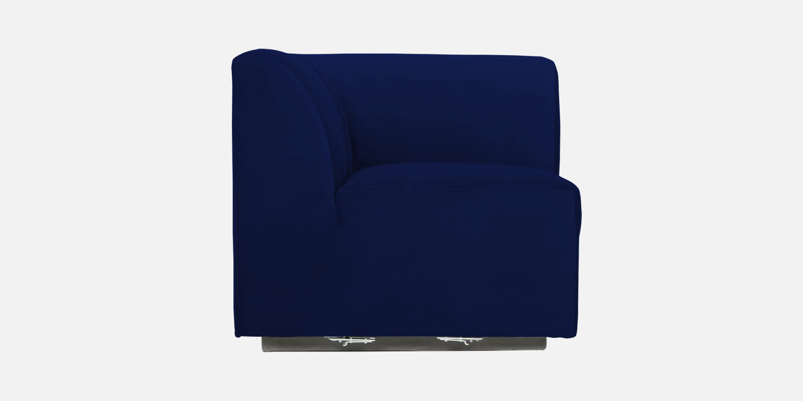 Bufa Velvet LHS Sectional Sofa In Dark Blue Colour With Ottoman - Febonic Living