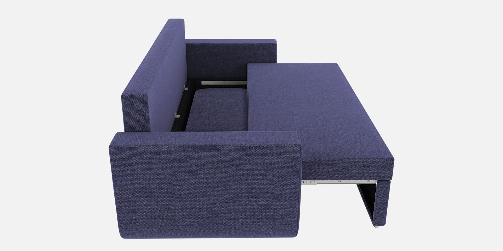 Grace Fabric 3 Seater Pull Out Sofa Cum Bed In Slate Blue Colour With Storage - Febonic Living