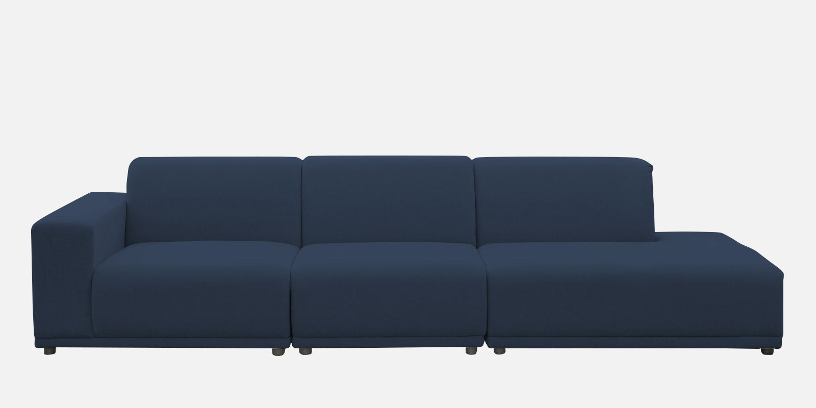 Adam Fabric RHS Sectional Sofa (3+Ottoman Lounger) In Denim Blue Colour - Febonic Living