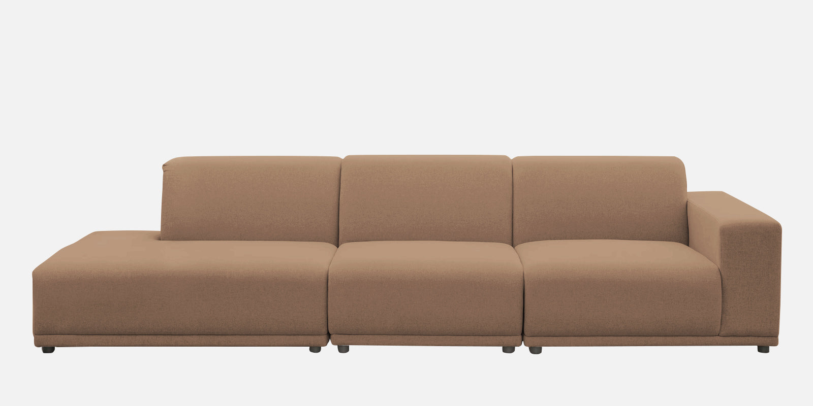Adam Fabric LHS Sectional Sofa (3+Ottoman Lounger) In Cookie Beige Colour - Febonic Living