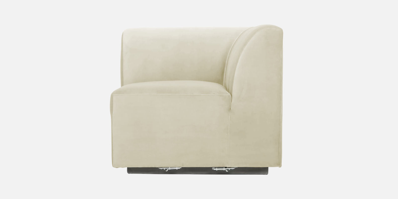Bufa Velvet RHS Sectional Sofa In Warm White Colour With Ottoman - Febonic Living