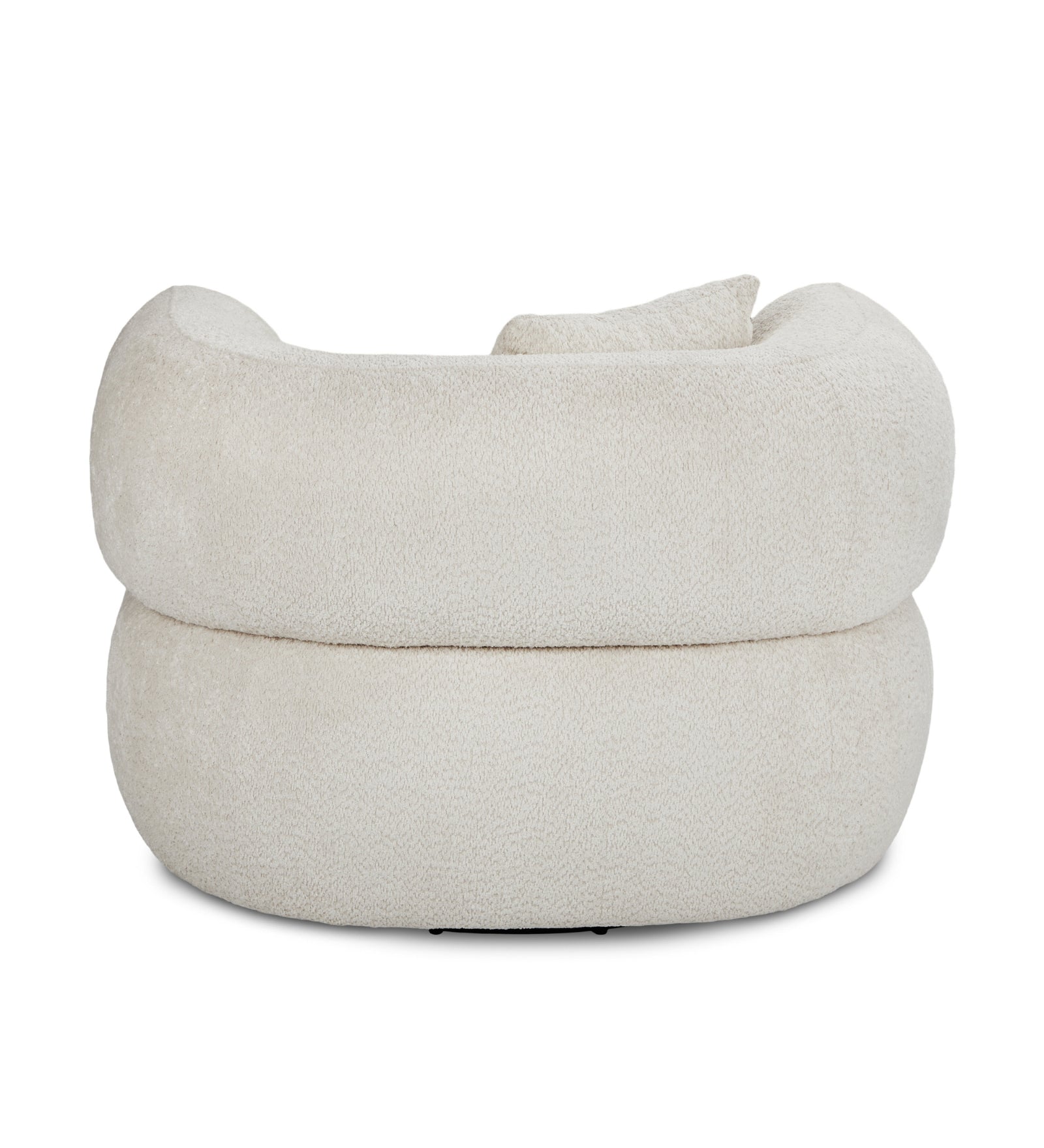 Toby Boucle Fabric Swivel Chair in Shell White Colour