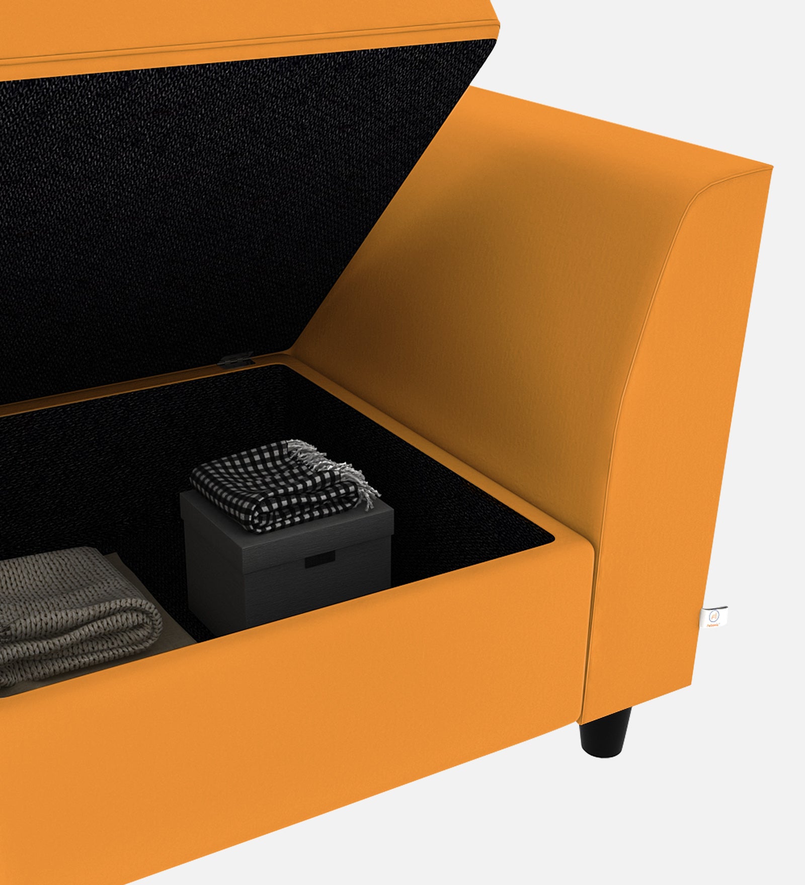 Bristo Velvet 1 Seater Sofa In Tangerine Orange Colour With Storage - Febonic Living