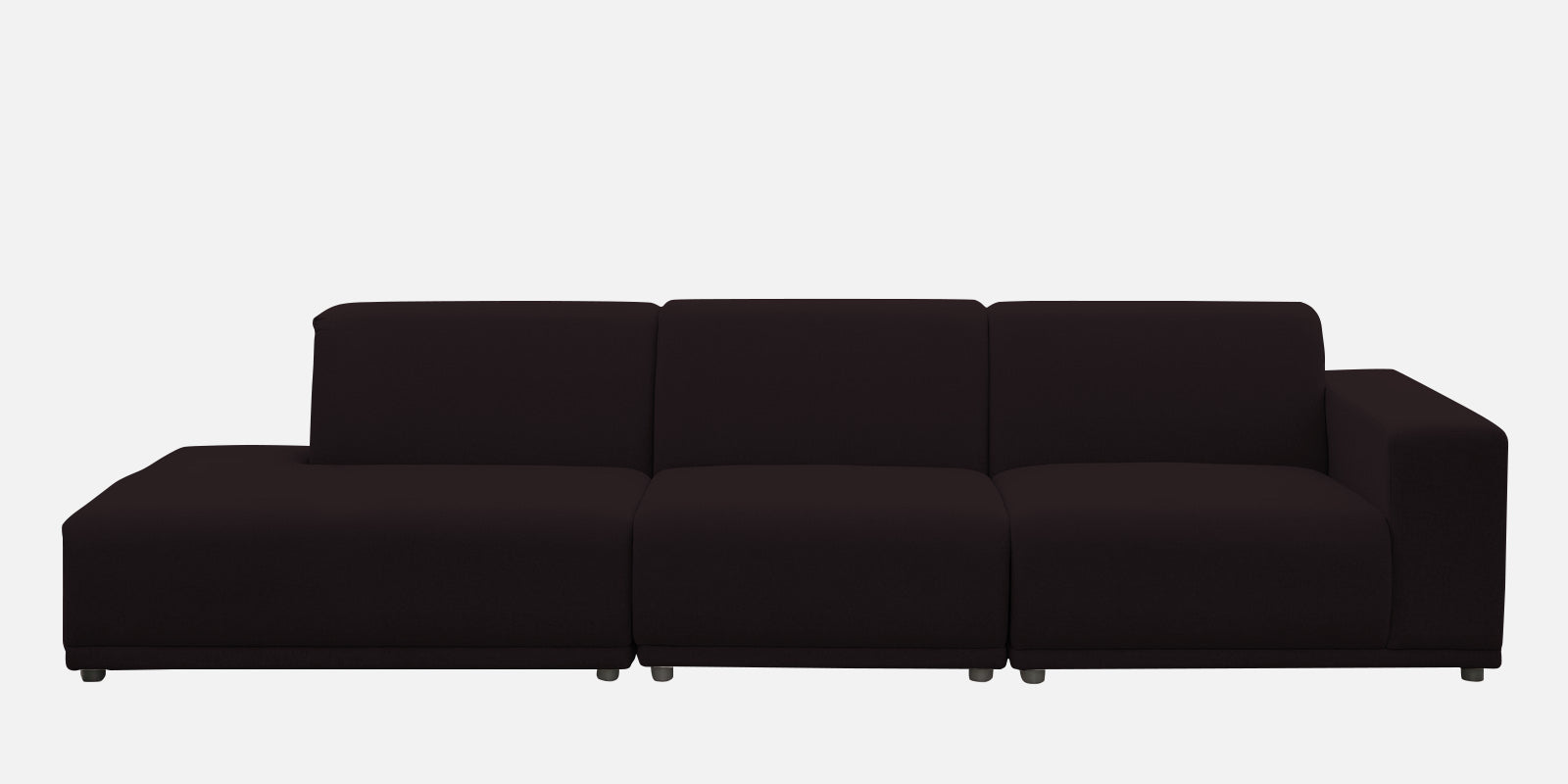 Adam Fabric LHS Sectional Sofa (3+Ottoman Lounger) In Cara Brown Colour - Febonic Living