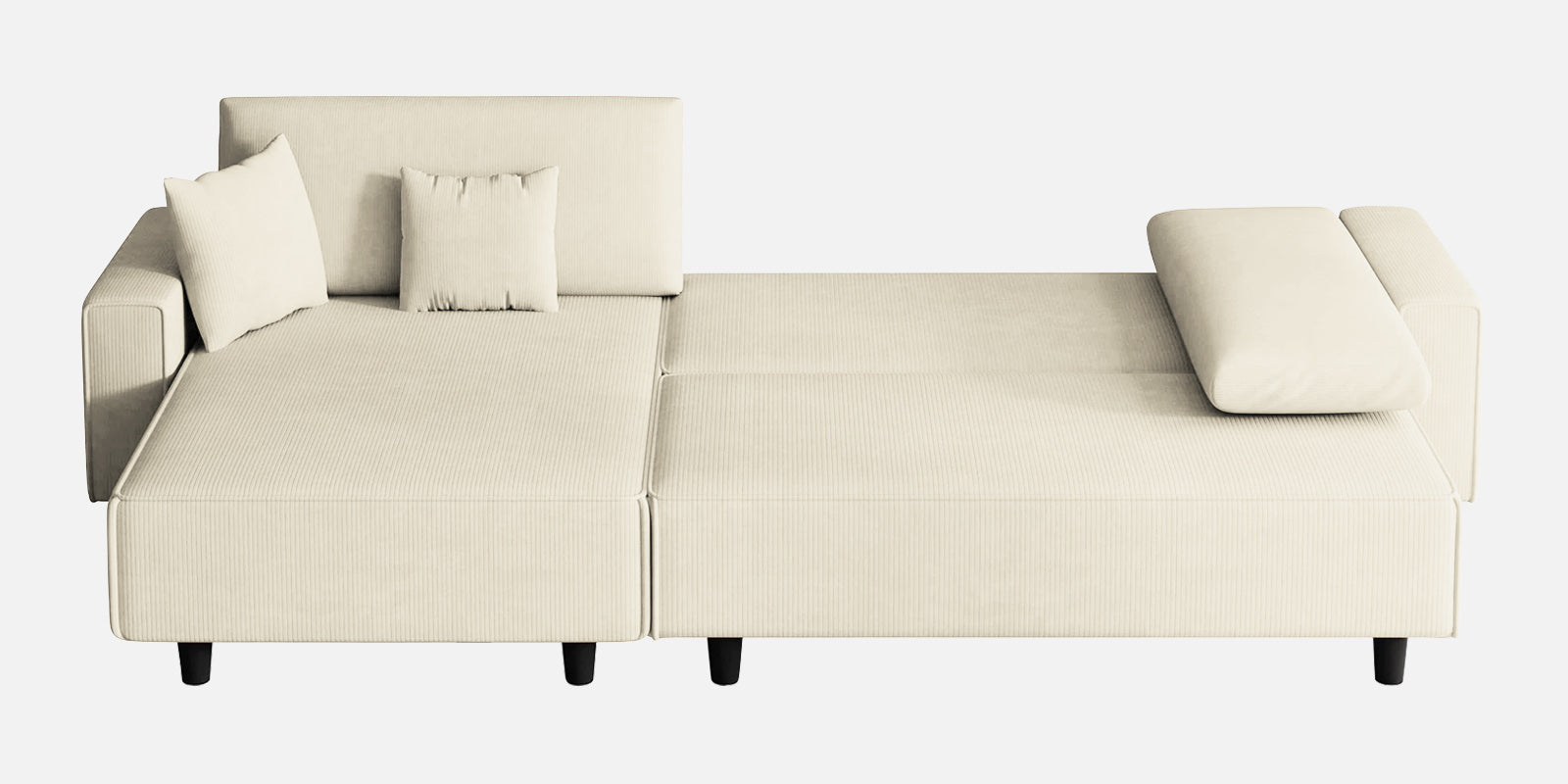 Peach Fabric RHS 6 Seater Sofa Cum Bed With Storage In Ivory Cream Colour - Febonic Living