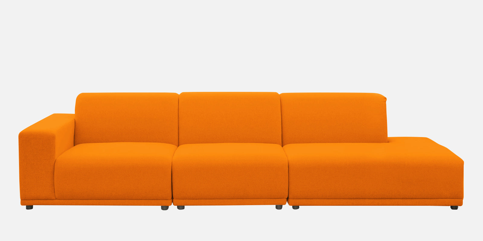 Adam Fabric RHS Sectional Sofa (3+Ottoman Lounger) In Vivid Orange Colour - Febonic Living