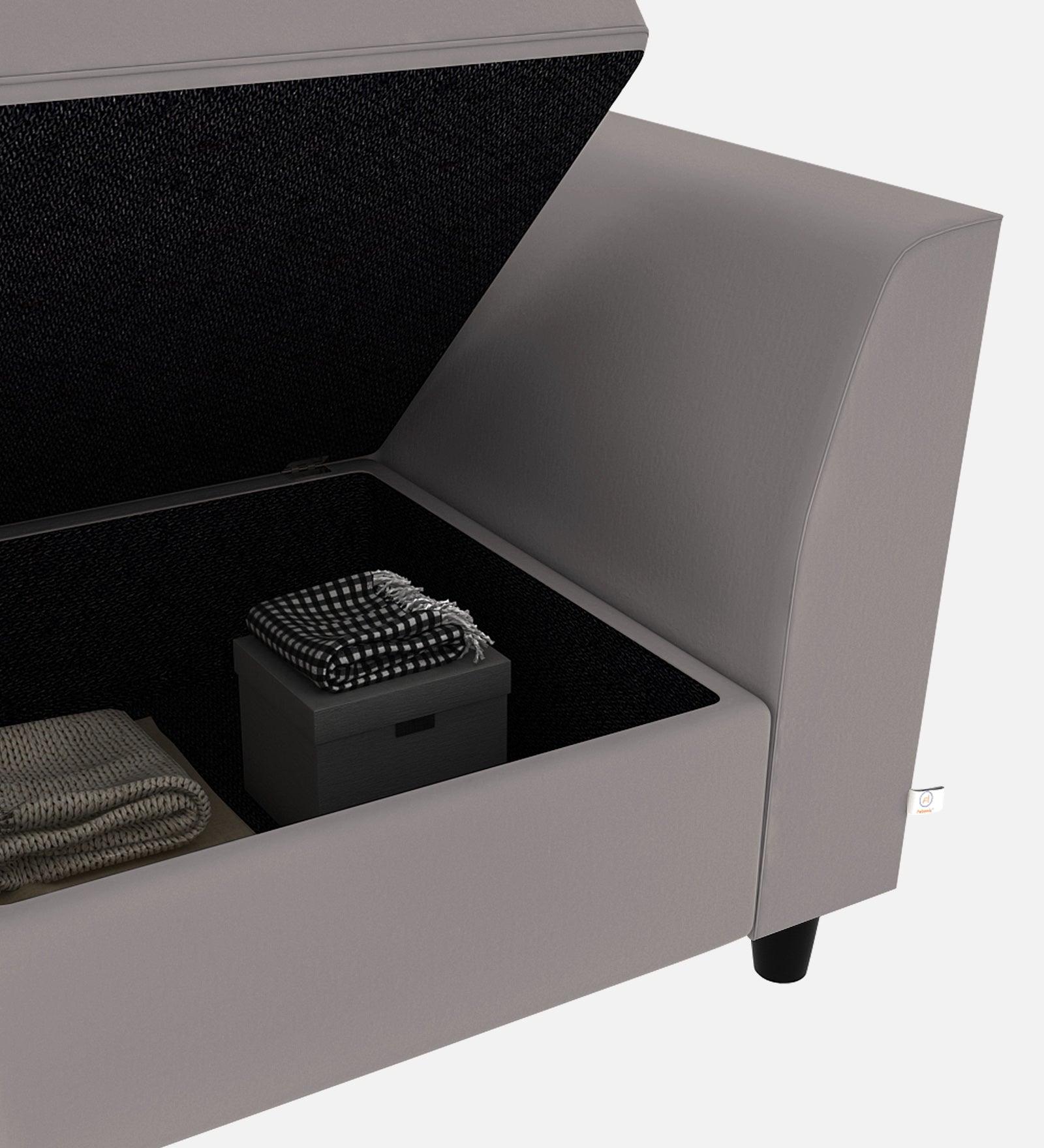 Bristo Velvet 1 Seater Sofa In Pearl Grey Colour With Storage - Febonic Living